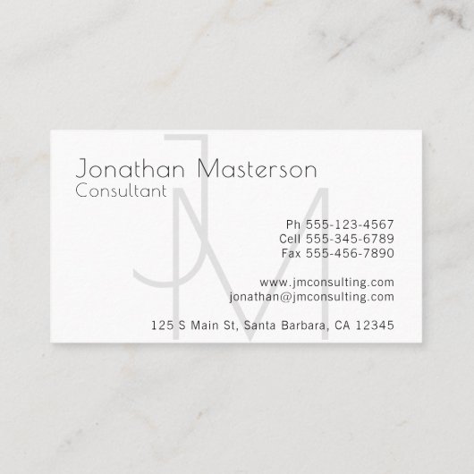 モダンな最小主義のモノグラムのプロフェッショナル 名刺 (裏面)