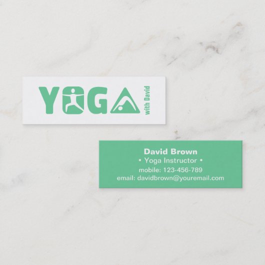 モダンな最小主義のヨガのフリーのインストラクター スキニー名刺 (正面/裏面)