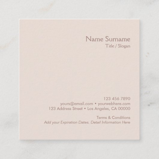 モダンな最小主義のレイアウトのタイプエラーの暖かいコーヒーロイヤリティ スクエア名刺 (裏面)