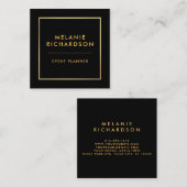 モダンな最小主義の専門のエレガントな金ゴールドの黒 スクエア名刺 (正面/裏面)