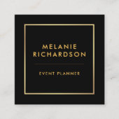 モダンな最小主義の専門のエレガントな金ゴールドの黒 スクエア名刺 (正面)