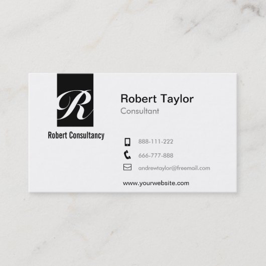 モダンな最小主義の専門の白黒 名刺 (正面)