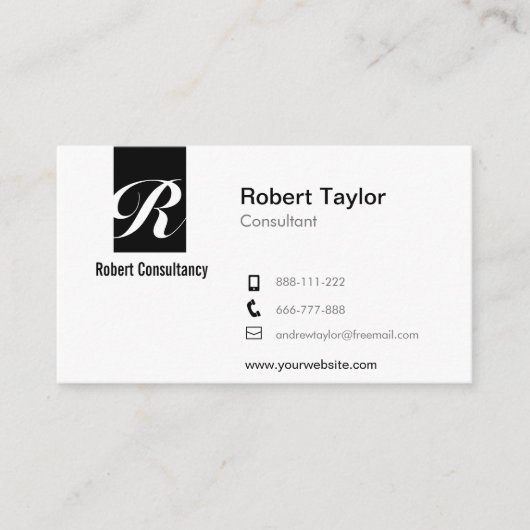 モダンな最小主義の専門の白黒 名刺 (正面)