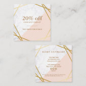 モダンな最小主義の幾何学的な大理石の割引クーポン スクエア名刺 (正面/裏面)