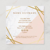 モダンな最小主義の幾何学的な大理石の割引クーポン スクエア名刺 (裏面)