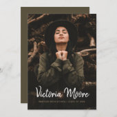 モダンな最小主義の手書きの写真の卒業 案内状 (正面/裏面)