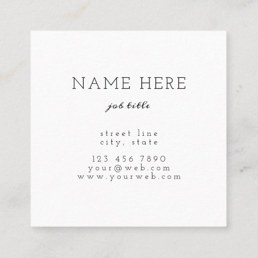 モダンな最小主義の正方形の名刺 スクエア名刺 (裏面)
