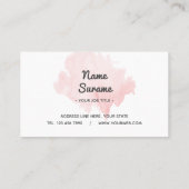 モダンな最小主義の淡いピンクの赤面の水彩画 名刺 (裏面)