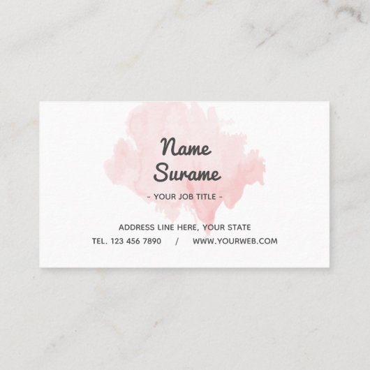 モダンな最小主義の淡いピンクの赤面の水彩画 名刺 (裏面)