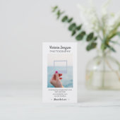 モダンな最小主義の灰色のカメラマンのトレンディーの写真 名刺 (スタンド正面)