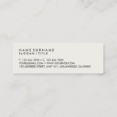 モダンな最小主義の灰色のリネンエレガントな金ゴールドのモノグラム スキニー名刺 (裏面)