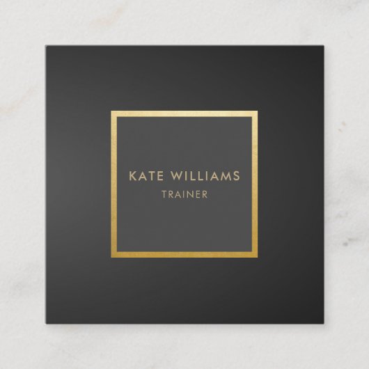 モダンな最小主義の灰色の黒い勾配の金ゴールドの贅沢 スクエア名刺 (正面)