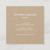 モダンな最小主義の白く、素朴なクラフト スクエア名刺 (裏面)