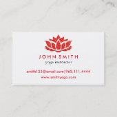 モダンな最小主義の白人の赤いはすヨガのインストラクター 名刺 (裏面)