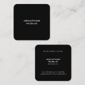 モダンな最小主義の白黒のシックでシンプルなテンプレート スクエア名刺 (正面/裏面)