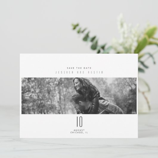 モダンな最小主義の白黒保存日付 セーブザデート (スタンド正面)