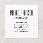 モダンな最小主義の白黒名刺 スクエア名刺 (裏面)