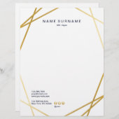 モダンな最小主義の粋な金ゴールドの幾何学的なレターヘッド レターヘッド (正面/裏面)