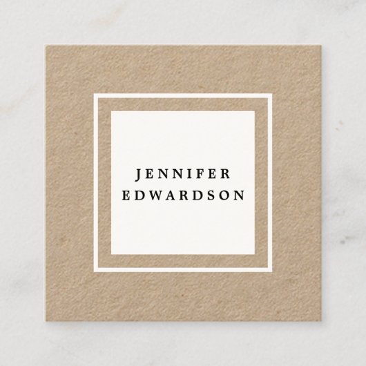 モダンな最小主義の素朴なクラフトの白のプロフェッショナル スクエア名刺 (正面)