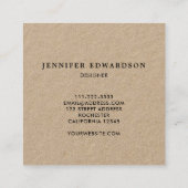 モダンな最小主義の素朴なクラフトの白のプロフェッショナル スクエア名刺 (裏面)