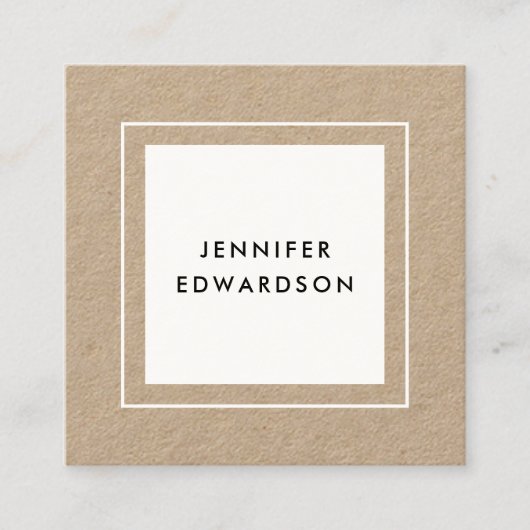 モダンな最小主義の素朴なクラフトの白のプロフェッショナル スクエア名刺 (正面)