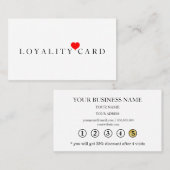 モダンな最小主義の赤いハートのロイヤリティカード 名刺 (正面/裏面)