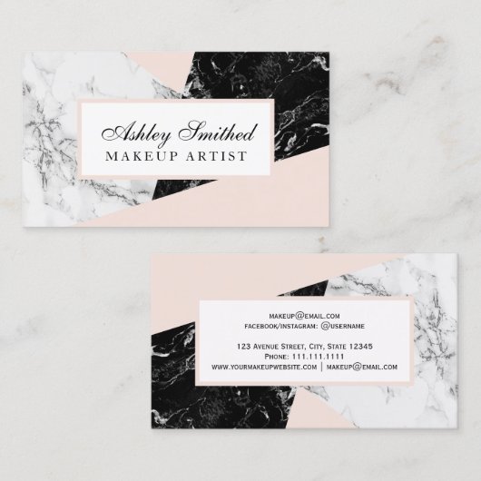 モダンな最小主義の赤面の大理石のプロフェッショナルの化粧 名刺 (正面/裏面)