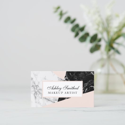 モダンな最小主義の赤面の大理石のプロフェッショナルの化粧 名刺 (スタンド正面)