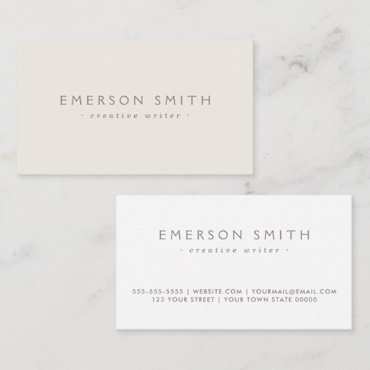 モダンな最小主義の軽いベージュ茶色のプロフェッショナル 名刺 (正面/裏面)