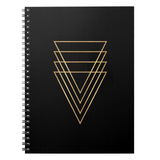 モダンな最小主義の金ゴールドの三角形 ノートブック (正面)
