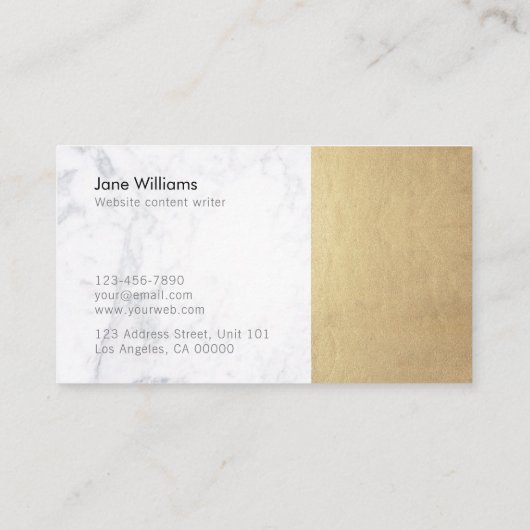 モダンな最小主義の金ゴールドの大理石のこんにちは豪華な作家 名刺 (裏面)