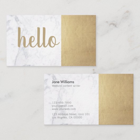 モダンな最小主義の金ゴールドの大理石のこんにちは豪華な作家 名刺 (正面/裏面)