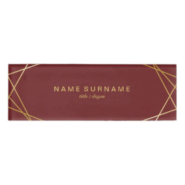 モダンな最小主義の金ゴールドの幾何学的なパターンバーガンディ 名札