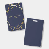 モダンな最小主義の金ゴールドの幾何学的な真夜中の青 バッジ (正面＆裏面)