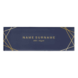 モダンな最小主義の金ゴールドの幾何学的な真夜中の青 名札