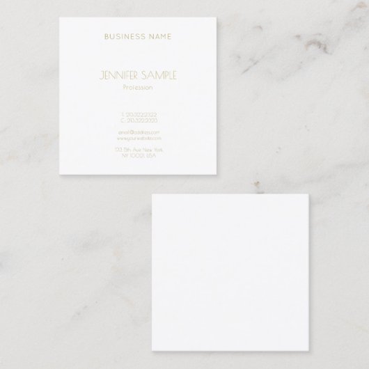 モダンな最小主義の金ゴールドの文字のフォントの贅沢のテンプレート スクエア名刺 (正面/裏面)