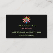 モダンな最小主義の黒いはすヨガのインストラクター 名刺 (裏面)