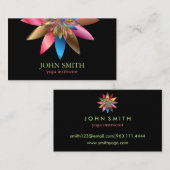 モダンな最小主義の黒いはすヨガのインストラクター 名刺 (正面/裏面)