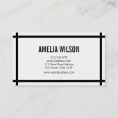 モダンな最小主義の黒くはっきりしたなボーダーおよび白 名刺 (裏面)