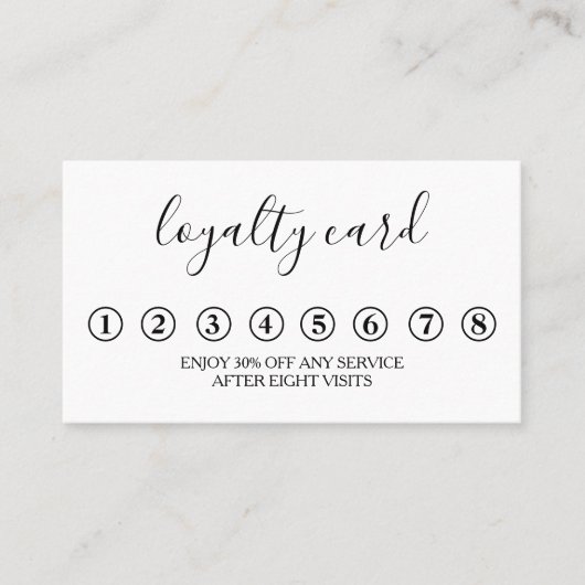 モダンな最小主義の黒く及び白いロイヤリティカード 名刺 (正面)
