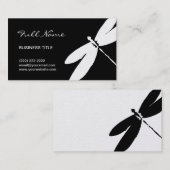 モダンな最小主義の黒く及び白くエレガントなトンボ 名刺 (正面/裏面)