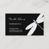 モダンな最小主義の黒く及び白くエレガントなトンボ 名刺 (正面)