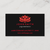 モダンな最小主義の黒く赤いはすヨガのインストラクター 名刺 (裏面)