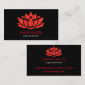 モダンな最小主義の黒く赤いはすヨガのインストラクター 名刺 (正面/裏面)