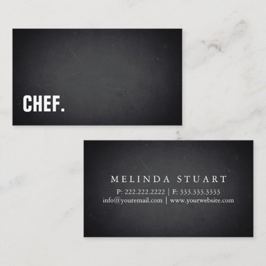モダンな最小主義の黒板のシェフのプロフェッショナル 名刺 (正面/裏面)