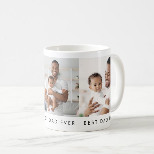 モダンな最高のパパね3枚の写真入りコーヒーマグ コーヒーマグカップ (正面右)