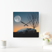 モダンな月夜の壁時計 | 高級車 スクエア壁時計 (ホーム)