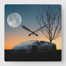 モダンな月夜の壁時計 | 高級車