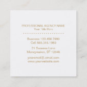 モダンな月桂樹のリースの金ゴールドのプロフェッショナル スクエア名刺 (裏面)