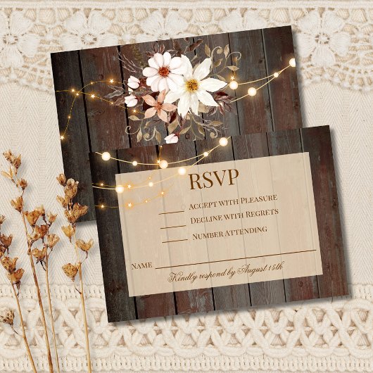 モダンな木製の花の照明が付いたRSVPカード 出欠カード
